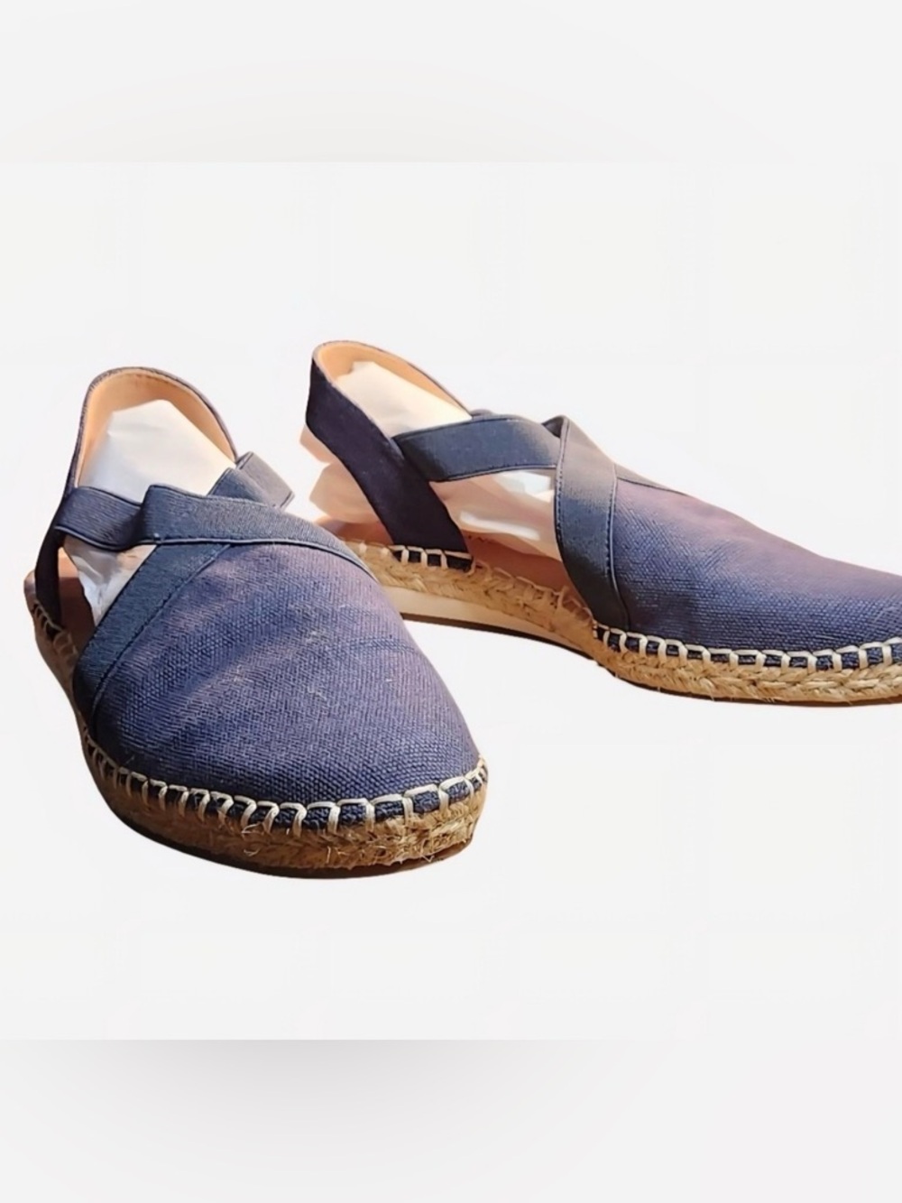 NWOT. Lucky Brands Espadrille Sandle, Blie canvas. Sz 6.5 (37).